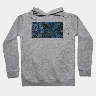 Faux Embroidered Blue Floral Pattern Hoodie